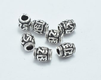 10pcs 925 Sterling Silver Beads-Antique Silver, Drum Beads, Spacer Beads, 4x5mm, Hole 2mm (007903081)