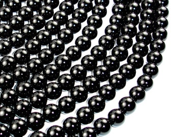 Black Onyx Beads, 8mm Round Beads, Full strand, 15 Inch, Approx 46 beads, Hole 1mm, AA quality (140054003)
