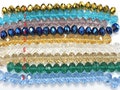 Crystal Glass Beads, 9x12mm Faceted Rondelle Beads, 6 Inch, 18 beads, Hole 1mm