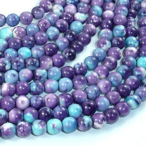 Rain Flower Stone- Blue Purple 6mm (6.5mm) Round Beads, 15.5 Inch, Full strand, Approx. 62 beads, Hole 1mm, A quality (377054031)