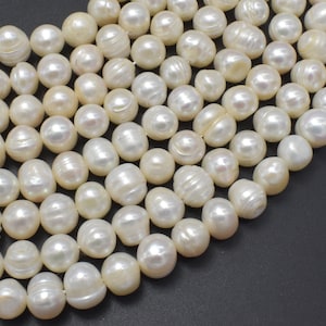 Fresh Water Pearl Beads-White, 8.5-10mm Potato Beads, 13.5 Inch, Full strand, Approx. 41-43 beads, Hole 0.6mm (232050057)