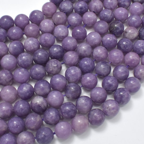 Lepidolite Beads, 8mm(8.5mm), Round Beads, 15.5 Inch, Full strand, Approx 47 beads, Hole 1mm (297054004)