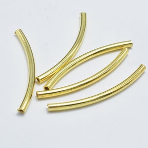 6 Stück 24K Gold Vermeil Tubes, 925 Sterling Silber Tubes, Gebogenes Tube, 1.5x25 mm, Loch 1 mm (007906017)