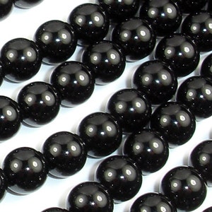 Perles rondes en onyx noir de 6 mm, 15,5 pouces, brin complet, env. 64 perles, Trou 1mm, qualité AA (140054002)