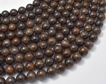 Bronzite, 8mm, Round Beads, 15.5 Inch, Full strand,  Approx. 47-50 beads, Hole 1mm, A quality (174054005)