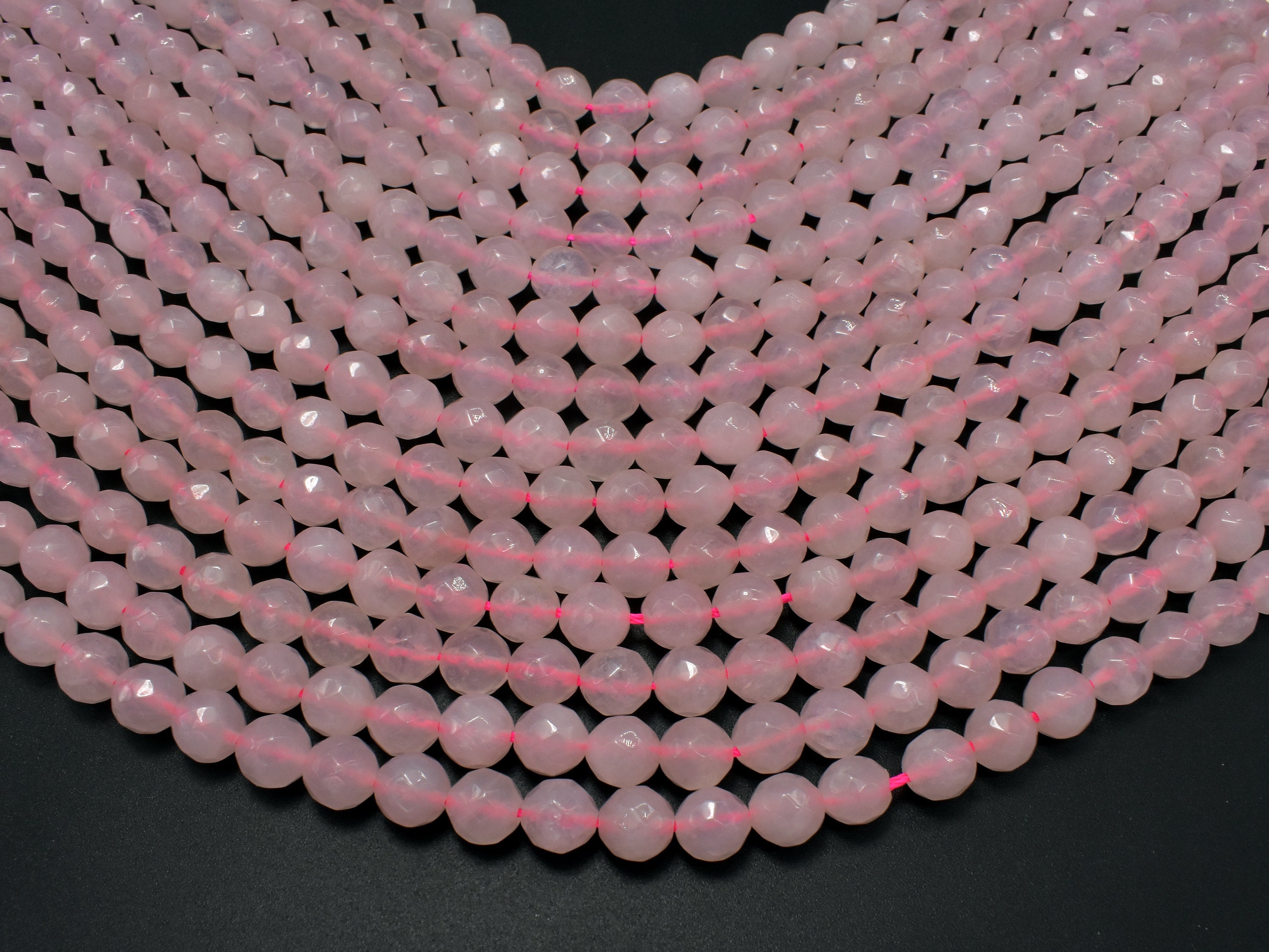 Rose Quartz 8 mm Faceted Round Beads 15 Inch Full strand | Etsy