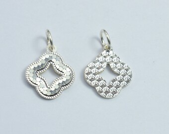 1pc 925 Sterling Silver Flower Charm, Sparkling Flower Charm, 12mm with 5.6mm Closed Jump Ring (007916192)