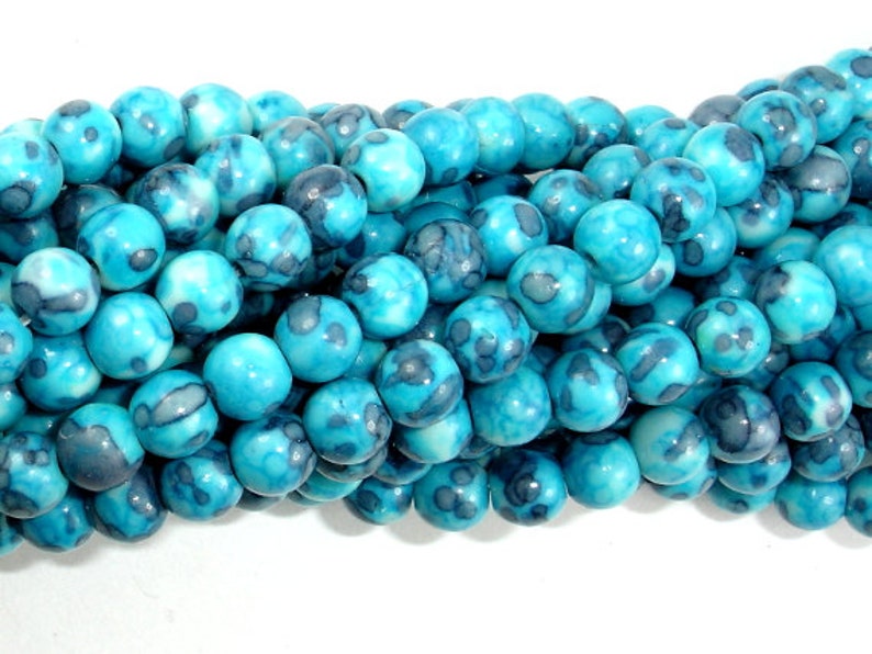 Rain Flower Stone Beads Blue 6mm 6.5 Mm Round Beads 15.5 Etsy