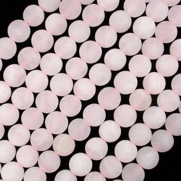 Matte Rose Quartz Beads 10mm Round, 15 Inch, Full strand, Approx 38 beads, Hole 1 mm, A quality (391054014)