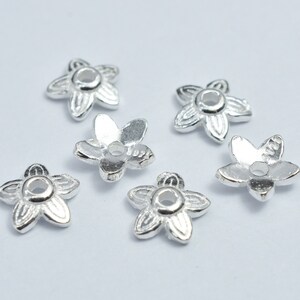 10pcs 925 Sterling Silver Bead Caps, 6x1.9mm Flower Bead Caps, Hole 1.2mm (007902038)