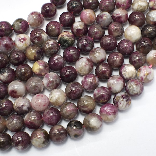 Plum Blossom Tourmaline, 8mm, Round Beads, 15 Inch, Full strand, Approx. 47 beads, Hole 1mm (427054022)