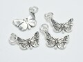 2pcs 925 Sterling Silver Charms-Antique Silver, Butterfly Charm, 14x10mm with 5.5mm Closed Jump Ring (007916127)