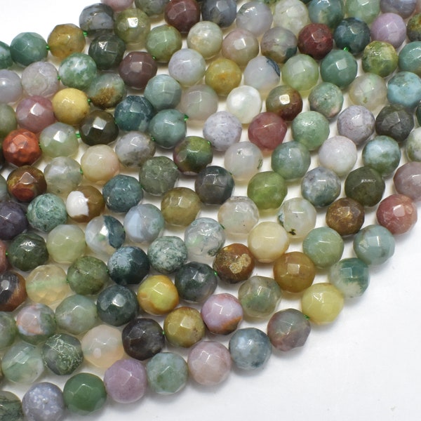 Indian Agate, Fancy Jasper, 6mm, Faceted Round, 15.5 Inch, Full strand, Approx. 63 beads, Hole 1mm (282025004)