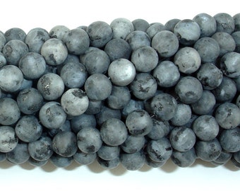 Matte Black Labradorite Beads, Matte Larvikite, 6mm (6.5 mm), Round Beads, 15 Inch, Full strand, Approx. 59 beads, Hole 1mm (137054008)