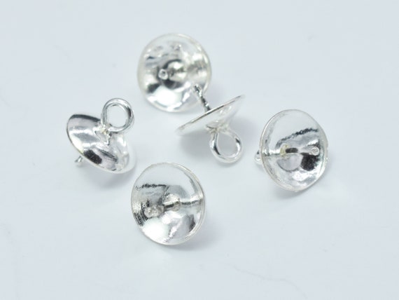 10pcs 925 Sterling silver Cup 6x6.5mm For half hole beads Jewellery Findings Pearl Bail Pin Pendants 007910002