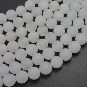 Cuentas redondas de jade blanco mate de 10 mm, 15,5 pulgadas, aprox. 37 cuentas, agujero de 1 mm (434054010)