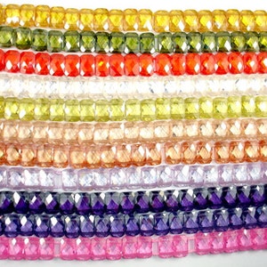 Cubic Zirconia Beads, CZ beads,  6 x 9 mm Double Hole Faceted Rectangle Beads, 6 Inch, 1 strand, 25 beads, Hole 0.8 mm, A quality (RCD0609)