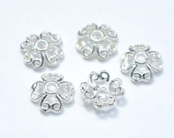 8pcs 6mm 925 Sterling Silver Bead Caps, 6x2.2mm Flower Bead Caps, Jewelry Findings, Hole 1mm (007902001)