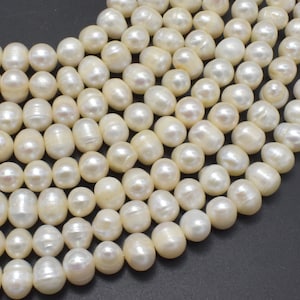 Fresh Water Pearl Beads-White, 7-8mm Potato Beads, 14.5 Inch, Full strand, Approx. 52-54 beads, Hole 0.6mm (232050041)