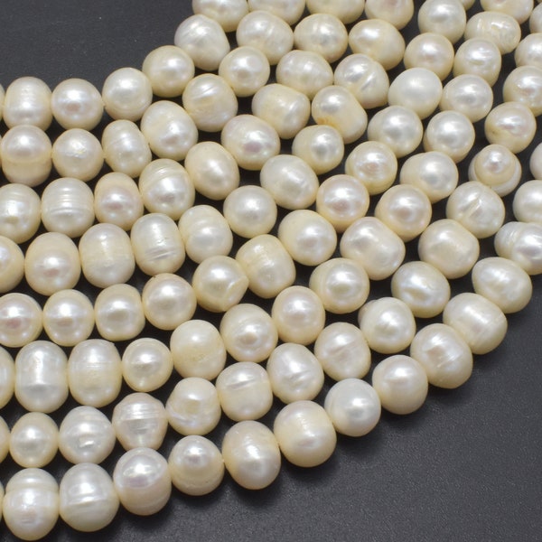 Fresh Water Pearl Beads-White, 7-8mm Potato Beads, 14.5 Inch, Full strand, Approx. 52-54 beads, Hole 0.6mm (232050041)