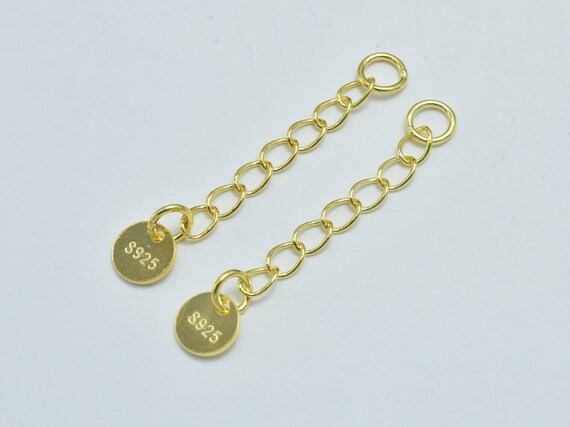 4pcs 24K Gold Vermeil Extension Chain 925 Sterling Silver Chain