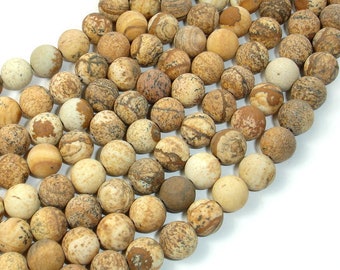 Matte Picture Jasper, 8mm (8.5mm), Round, 15 Inch, Full strand, Approx. 46 beads, Hole 1mm, A quality (345054007)