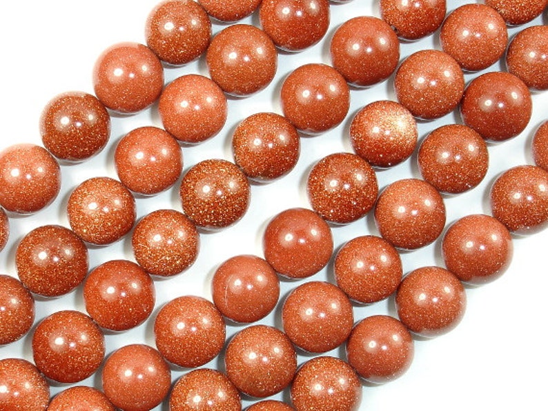 Goldstone Approx 32 beads 237054005 Hole 1 mm 12mm Round Beads 14.5 Inch Full strand