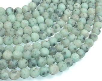 Matte Sesame Jasper, Kiwi Jasper, 8mm (8.3mm), Round, 15 Inch, Full strand, Approx. 47 beads, Hole 1mm (402054010)