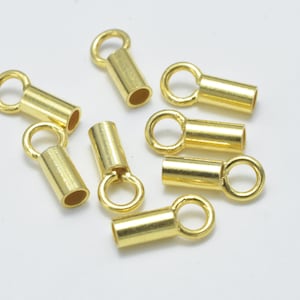 20 tapones para cordón de oro vermeil de 24 quilates, tapones para cordón de plata de ley 925, 6,8 x 2 mm, 1,5 mm de diámetro interior (007906015)