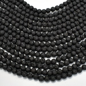 Black Lava Beads, Round, 6mm 6.6mm, 15 Inch, Full strand, Approx. 61 beads, Hole 1mm, AA quality 300054019 image 5