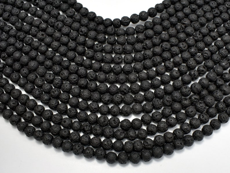 Black Lava Beads, Round, 6mm 6.6mm, 15 Inch, Full strand, Approx. 61 beads, Hole 1mm, AA quality 300054019 image 5
