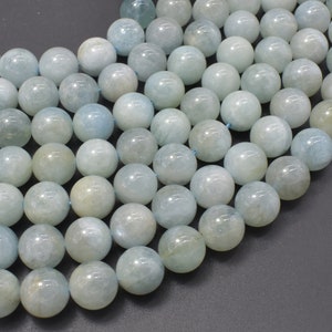 Aquamarine Beads, Round, 10mm, 15.5 Inch, Full strand, Approx. 38-40 beads, Hole 1mm (123054006)