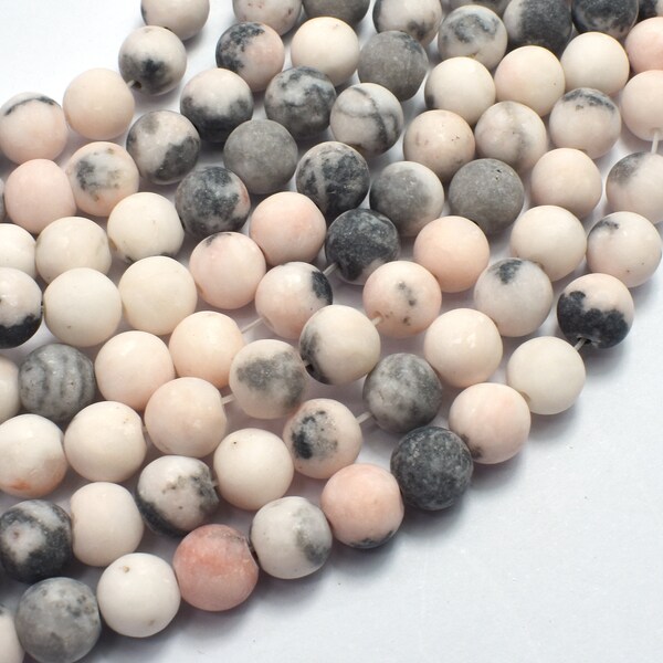 Matte Pink Zebra Jasper 8mm (7.8mm) Round, 14.5 Inch, Full strand, Approx. 46 beads, Hole 1mm (352054006)