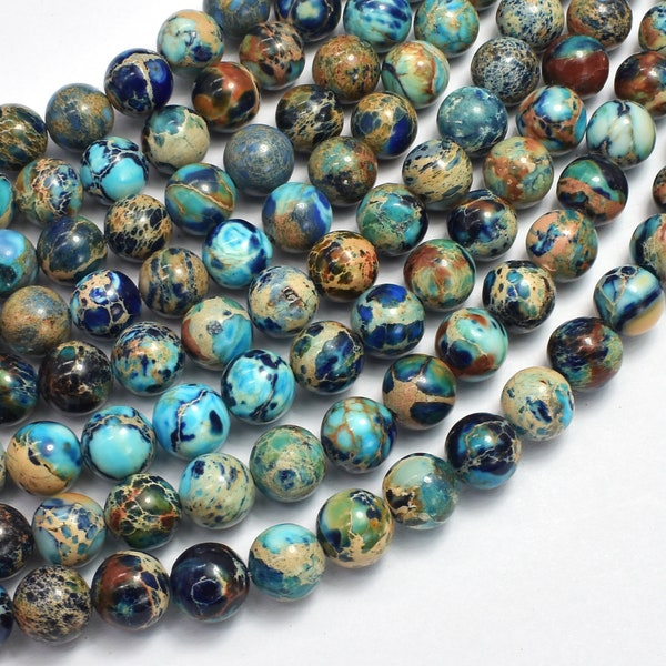 Impression Jasper- Blue 8mm Round Beads, 15 Inch, Approx. 48 beads, Hole 1mm (281054050)