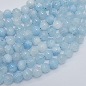 Jade - Aquamarine Light Blue 8mm Round Beads, 15 Inch, Approx. 47 beads, Hole 1mm (211054277)