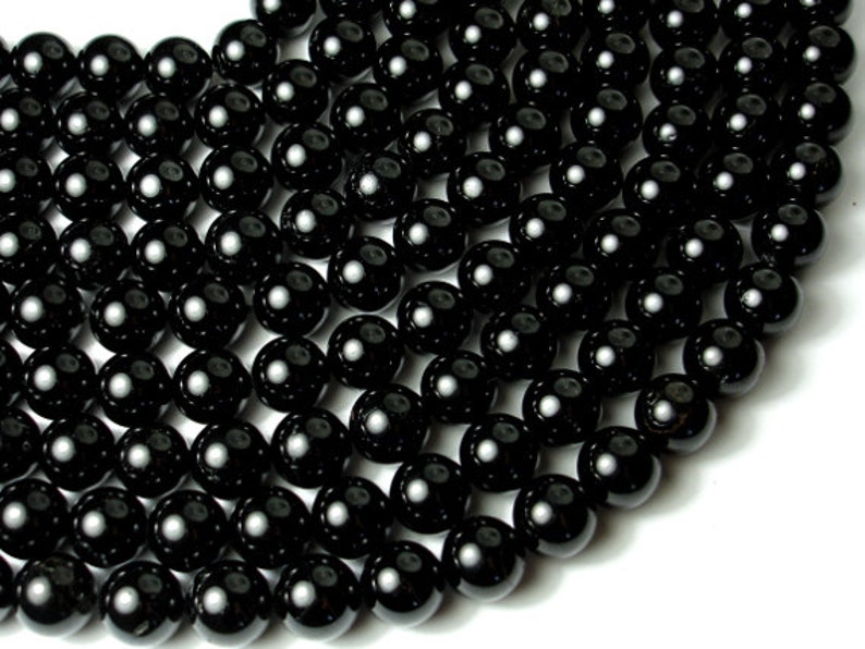 147054003 16 Inch A quality Full strand Hole 1 mm Round Approx 38 beads Black Tourmaline Beads 12mm 12.5mm
