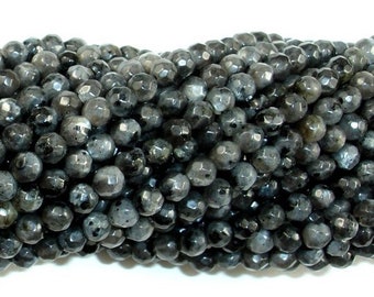 Black Labradorite Beads, Faceted Round, 4mm, 15 Inch, Full strand, Approx. 90 beads, Hole 0.6mm (137025002)