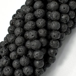 Black Lava Beads, Round, 6mm 6.6mm, 15 Inch, Full strand, Approx. 61 beads, Hole 1mm, AA quality 300054019 image 4