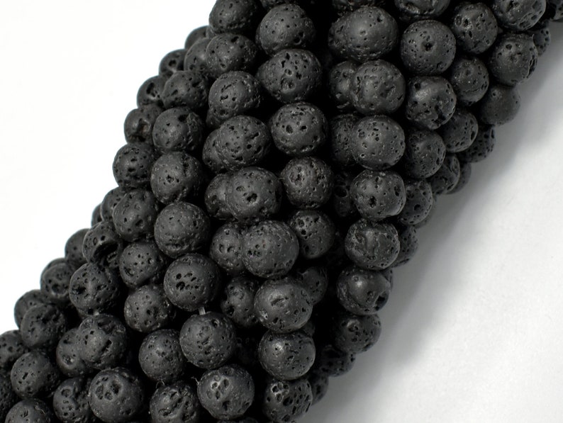 Black Lava Beads, Round, 6mm 6.6mm, 15 Inch, Full strand, Approx. 61 beads, Hole 1mm, AA quality 300054019 image 4