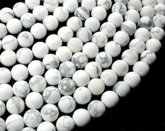 Matte White Howlite, 8mm (8.5mm) Round Beads, 15 Inch, Full strand, Approx 46 beads, Hole 1mm, A quality (275054019)