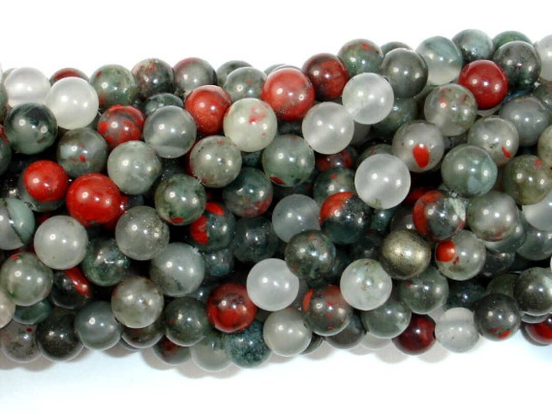 Perles Rondes En Pierre De Sang Africain Naturelle De 6 Mm, 8 Mm, 10 Mm, 12 Mm, 14 Mm Pour La Fabrication De Bijoux (6 Mm