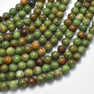 Grüner Opal 6 mm (6.5 mm) runde Perlen, 15 Zoll, ca. 60 Perlen, Loch-1mm (259054007)