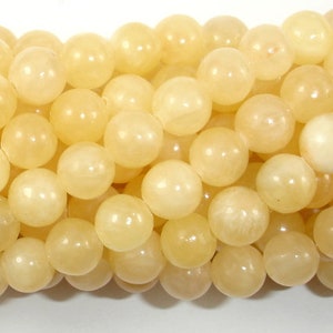 Yellow Jade Beads, Round, 8mm (8.5mm), 15.5 Inch, Full strand, Approx 47 beads, Hole 1mm, A quality (440054002)