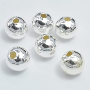 6pcs 925 Sterling Silver Beads, 6mm, Round Beads, Hole 1.5mm (007903138)
