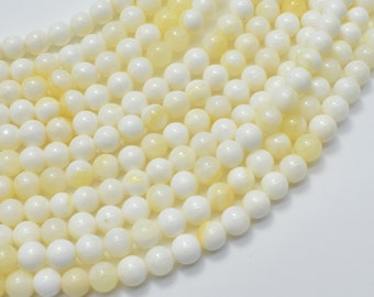 Mother of Pearl Beads, MOP, Creamy White, 6mm, Round Beads, 15.5 Inch, Full strand, Approx. 67 beads, Hole 0.8mm (325054010)