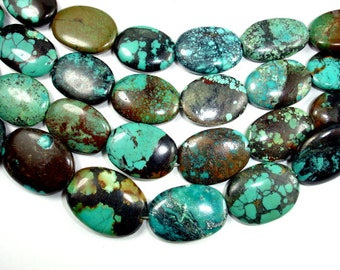 Double Drilled- 12x16mm Blue Turquoise gemstone Ablong rectangle oval bracelet Beads connector 18pcs 8INCH