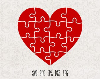 Puzzle Heart Svg Etsy
