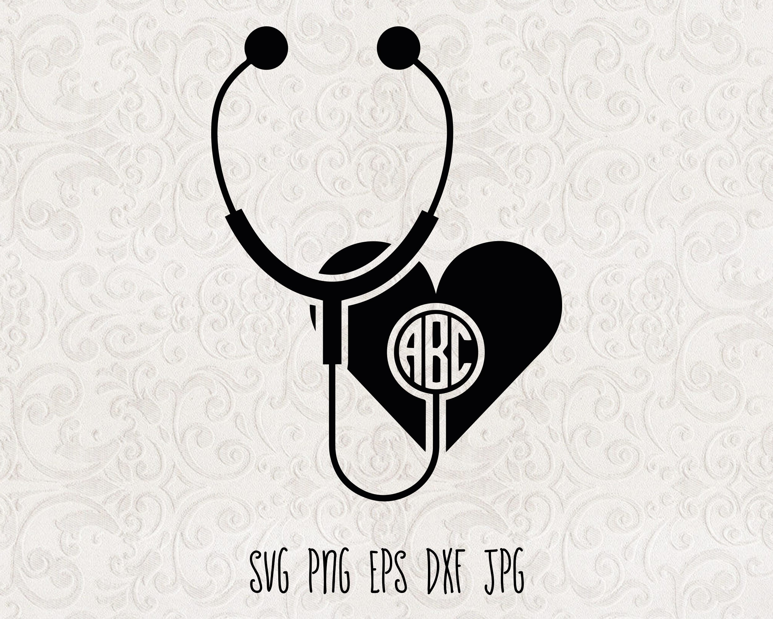 Download Heart Stethoscope Svg Nurse Svg Stethoscope Svg Monogram Svg Etsy