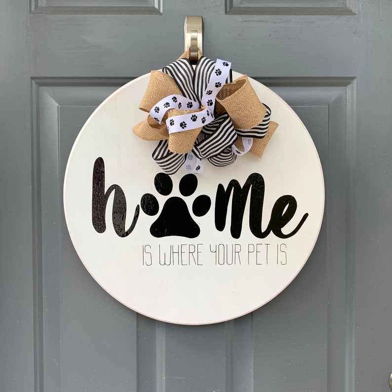 Home Paw Print Door Hanger Paw Print Wreath Dog Etsy