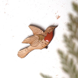 Broche pins wooden Bird